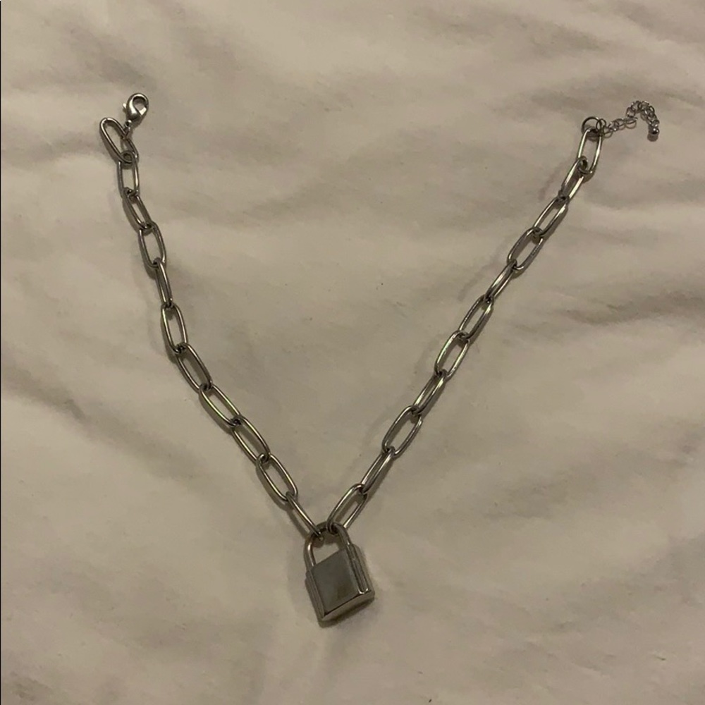 Silver padlock necklace